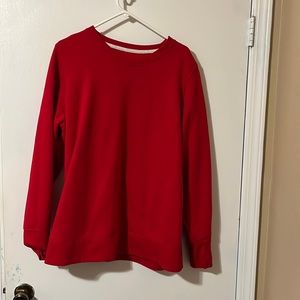 Women’s plus size ultra soft red sweatshirt.  Tunic length.